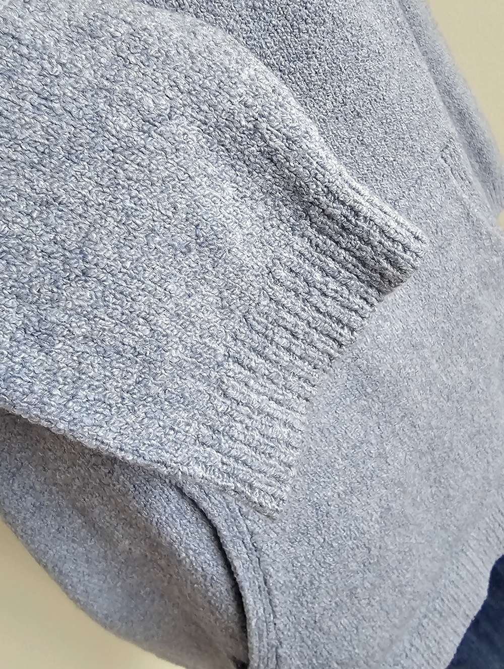 J.Jill Pure Jill Blue Bouclé Knit Sweater Cozy Textured Sweatshirt Pocket PM - Picture 6 of 15